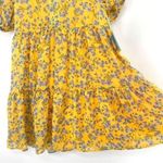 CeCe Yellow Flowy Floral Print Babydoll Dress Photo 10