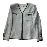 St. John Collection Tweed Knit Blazer Jacket Blue Size 12 zip formal luxury Photo 8