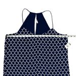 EXPRESS Blue & White Damask Print Spaghetti Strap Keyhole Halter Top Sz Medium Photo 9