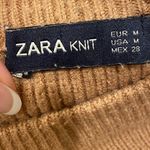 ZARA Tan Ribbed Sweater Oversized Knit Brown Crop M Photo 6