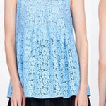 ZARA  Lace Babydoll Top Bow Sz Large Sky Blue Photo 0