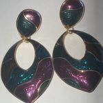 Berebi Vintage Colorful Shimmer Enamel Statement Earrings Purple Photo 3