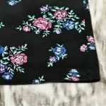 Vintage 80’s Knit Sz M Black Pop Over Cropped Top Shoulder Pads Floral Pattern Blue Size M Photo 6