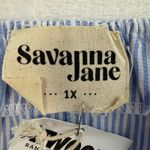 Savanna Jane Plus 1X Striped Embroidery Tank Top Bohemian Nautical Babydoll NEW Blue Photo 5
