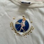 Vintage White Crop Top with Blue Embroidery Size L Photo 1