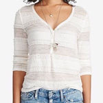 Denim & Supply Ralph Lauren DENIM & SUPPLY Ivory Lace Henley Top Shirt V-Neck Sheer 3/4 Sleeve Sz Small New Photo 0