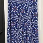 NWT New York & Company Wide Leg Flowy Printed Palazzo Pants Boho Size Large Blue Photo 0