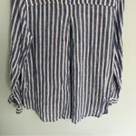 Lucky Brand Button Up Linen Blend Shirt Blue White Striped Size Large Photo 9