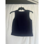 Maje  Trend Ribbed Top Chevron Summer Sleeveless Top Navy Blue Size 3 Photo 4