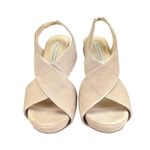 Diane Von Furstenberg  Julia Suede Women 9 Slingback Platform Heel Beige Gold DVF Photo 2
