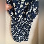 Reformation  Kelli Smocked Long Sleeve Floral Mini Dress in Elyse Navy sz Medium Photo 9