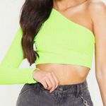 Berksha Bershka Asymmetrical Neon Green Top Photo 0