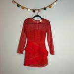Sage & Paije Selfie Leslie bright red Aramis Long Sleeve Lace & Ruffle Dress Photo 1