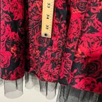 Hot Topic  MED red & black floral swing halter dress scalloped bust trim pin up Photo 8