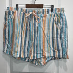 Briggs New York Briggs Women’s Linen Casual Elastic Waist Pull On Shorts XL Striped Photo 0