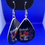 Boutique ‘Teach Love Inspire’ Unique Wooden Dangle Black Teacher Gift Colorful Earrings Photo 2