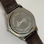 Icing  ladies quartz analog wrist watch 37mm silver tone brown leather running Photo 4