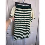 Commense Knit Set Cropped Top & Skirt Striped Green Cream Summer S Photo 2