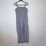 Old Navy Jumpsuit Womens Navy Blue Stripe Linen Blend Romper SZ L Photo 1