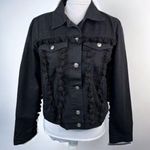Free The Roses Black Jean Jacket With Tassels Button Front NEW Size S Photo 0