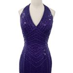 Vintage 90s Y2k Silk Beaded Sequin Gown Halter Neck Low Back Formal Prom Purple Size XS Photo 3