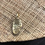 Gold and White Baby Shoe Pendant Necklace Photo 2