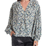 Joie  Abstract Print Blouse Long Sleeve Button‎ Down Shirt Small Silk Minimalist Photo 0