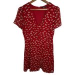 Madewell Wrap-Front Mini Dress Size 6 Seattle Floral Print Short Sleeve Red Photo 1