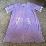 New Stan Herman Purple Zip Up Short Sleeve Robe Gown With Pockets M Size M Photo 0