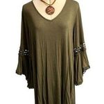 Fury Bell Sleeve Deep V Midi Dress Olive 2X Photo 0