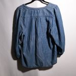 Gap  Women's Blue Chambray Pleated Tunic Shirt Long Sleeve Size L Country Boho‎ Photo 1
