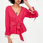 ZARA  TRF Pink Black Polka Dot Corset Front Top Small Photo 0