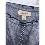 Style & Co  Womens‎ Top Blue White Peasant Bohemian Tassel Bell Sleeve Size M Photo 2