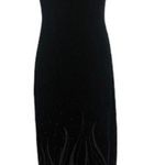 Vintage 90's Jeffery & Dara long black velvet sleeveless dress w beading size 8 Photo 0