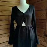 Whitney eve  Guava Dress Black with cutout, bell sleeve, & button front​ Photo 1