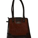 Marc Chantal MC Purse Faux Crocodile Embossed Leather Rusty Brown Handbag Photo 0