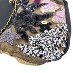 Floral Embroidered Sequin Woven Jute Clutch Shoulder Bag Purple Photo 9