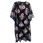 Newbury Kustom Women’s Black Velvet Floral Open Front Kimono Cardigan Photo 7
