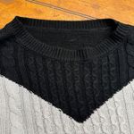 Womens Black White Chevron Cable Knit Sweater Long Sleeve Pullover Size L Size L Photo 1