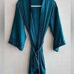Bridesmaid Teal and Gold Silky Bathrobe, Size S/M Blue Photo 1