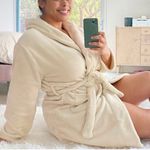 Summer & Rose  Beige Hooded Fleece Cozy Robe Size L/XL Photo 0