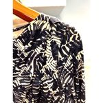 St. John Navy Blue Abstract Leaf Floral Boat Neck 3/4 Sleeve Rayon Blend MEDIUM Photo 3