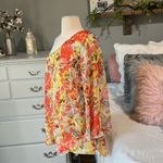 Audrey 3+1  One Shoulder Colorful Floral Orange Flowy Womens Small Roomy Blouse Photo 4