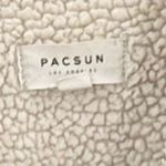 PacSun Women’s Black Denim Jacket Size Medium Fleece Distressed Retro Boho 90s Photo 2