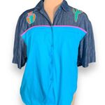 Vintage 90s Southwestern Appliqué Denim Button Up Shirt Gaucho Pants Set Medium Blue Photo 2