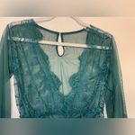 Sexy Perspective Green Lace Eyelashes Long Sleeve Bodysuit Size M‎ Size M Photo 1