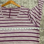 Talbots T by Top Women's Stripe Purple White Long Sleeve Scoop Neck Size 2X Photo 6