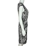 Ralph Lauren Lauren Dress Womens 10 Black White Leaf Print Botanical Neutral Photo 2