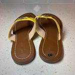 Kate Spade Cece Patent Logo Slip-On T-Strap Sandals Yellow Show NEW Women's Sz 8 Photo 3