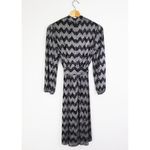 Eliza J NEW Metallic Silver & Black Long Sleeve Chevron Wrap Dress Size 6 Photo 6